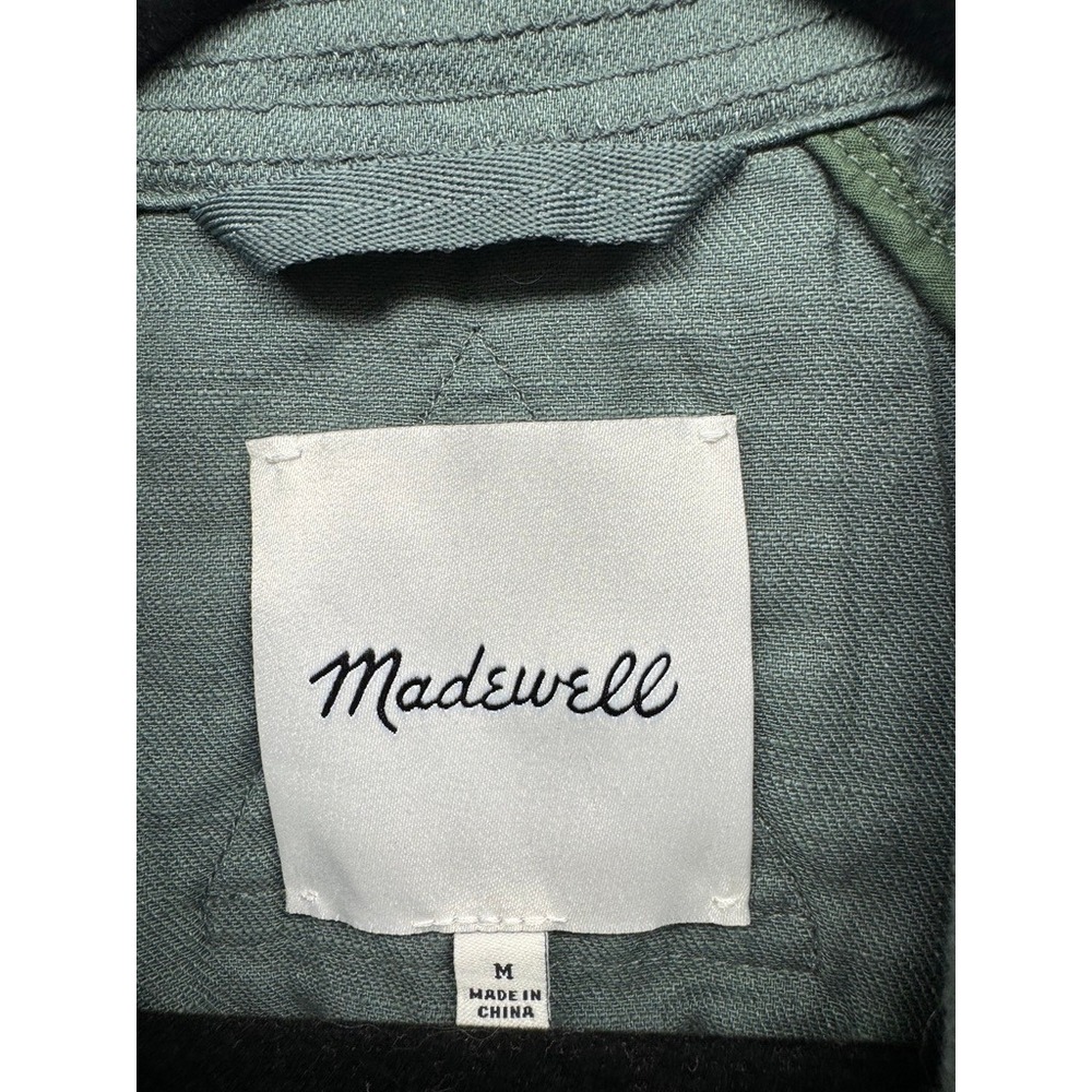 Madewell Trench Coat Womens M Green Linen Cotton Blend Belted Drapey Long Jacket - Picture 2 of 6